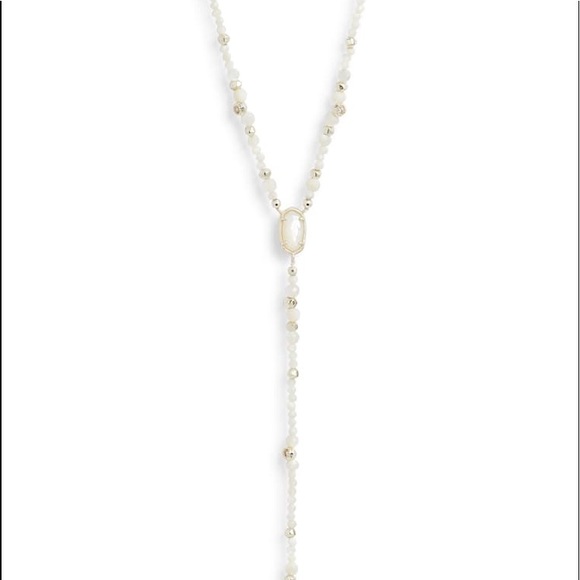 NEW Kendra Scott mother of pearl 14 karat white gold plated beaded Y - necklace - Picture 9 of 9